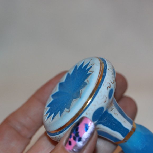 Antique Czech Bohemian Cased Glass Cut to Blue